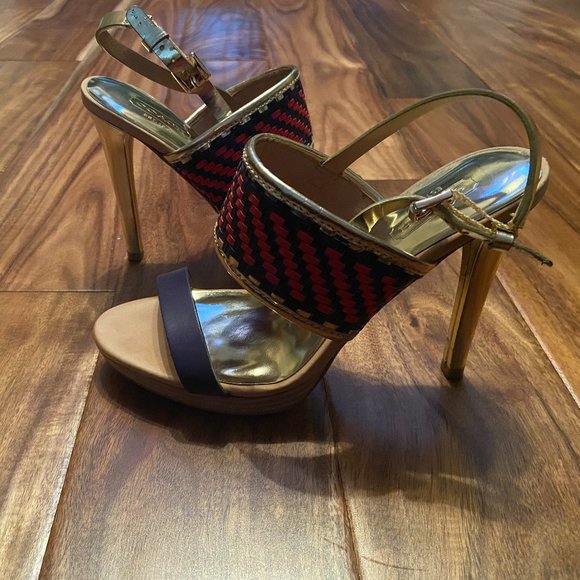 Coach Shoes - Coach Red and Blue Slingback Heels